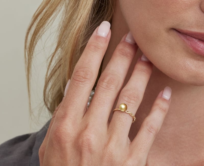 Golden South Sea Pearl Daphne Ring - Model Image