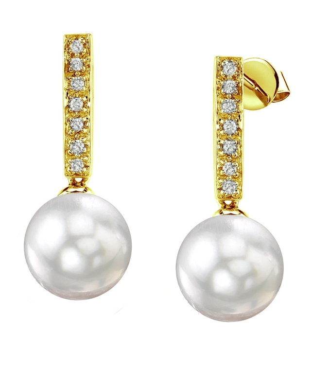 South Sea Pearl Dangling Diamond Earrings - Third Image