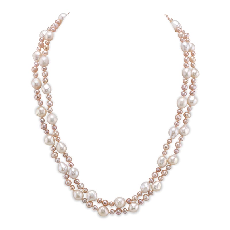 3-8mm Freshwater Multicolor Double Pearl Necklace - AAA Quality