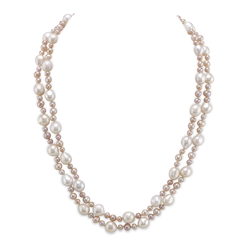 3-8mm Freshwater Multicolor Double Pearl Necklace - AAA Quality