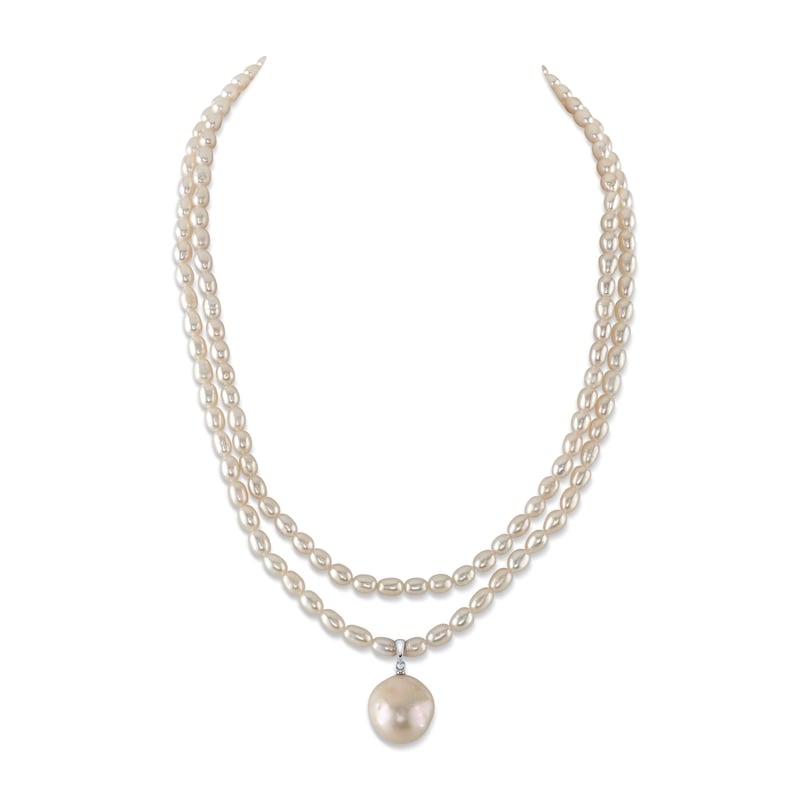 4.5-5.0mm Oval White Freshwater Pearl Double Strand Necklace