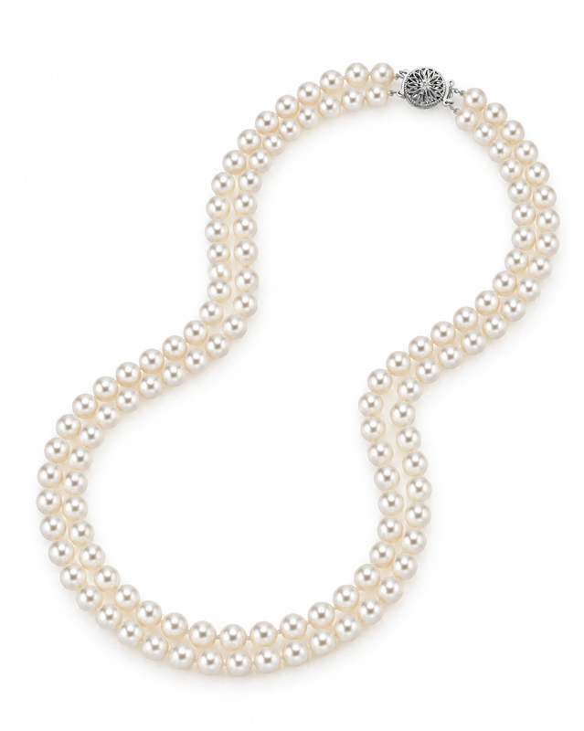 6.5-7.0mm White Freshwater Pearl Double Strand Necklace for Men