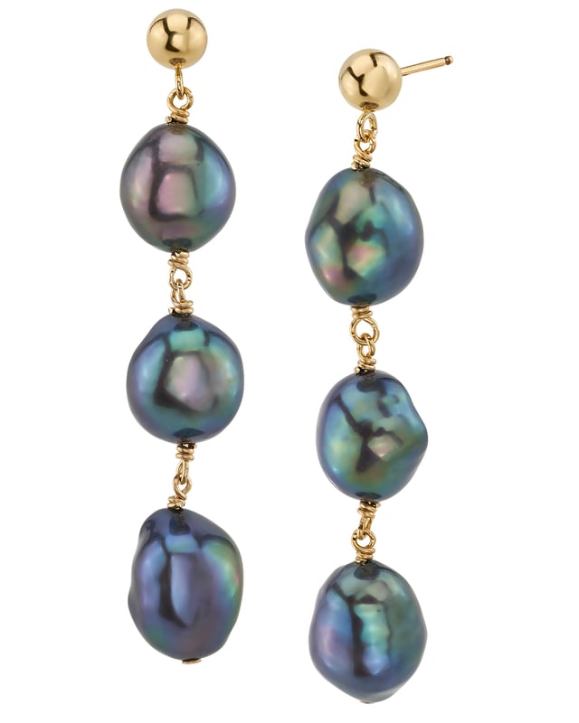 Black Freshwater Pearl Becca Earrings - Third Image