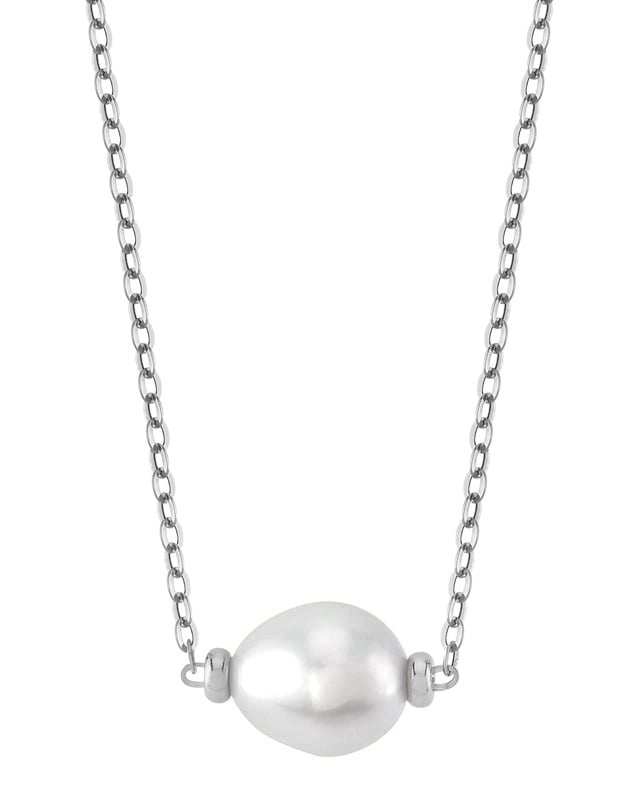 14K Gold White Freshwater Pearl and Chain Eliana Necklace