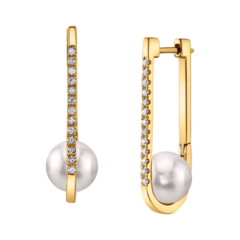 18K Gold Akoya Pearl & Diamond Evelyn Earrings