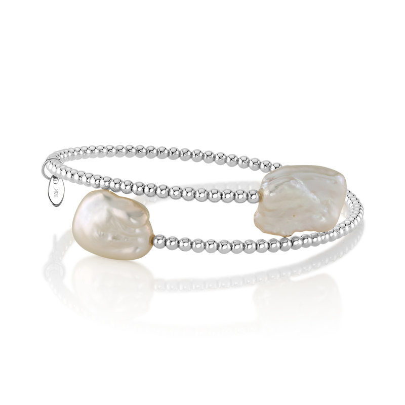 thumbnail image 2 of 10-12mm White Edison Freshwater Pearl Stretch Bracelet – Silicone Rubber, 7 Inch, SR BGSJ 2 of 6