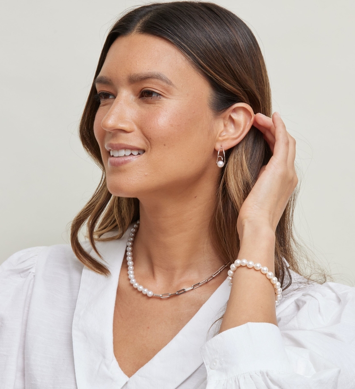 Japanese Akoya Pearl Luna Earrings - Secondary Image