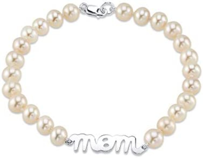 6.0-6.5mm White Freshwater Cultured Pearl Mom Bracelet