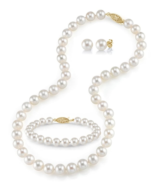 8.0-8.5mm Freshwater Pearl Necklace, Bracelet & Earrings - Third Image