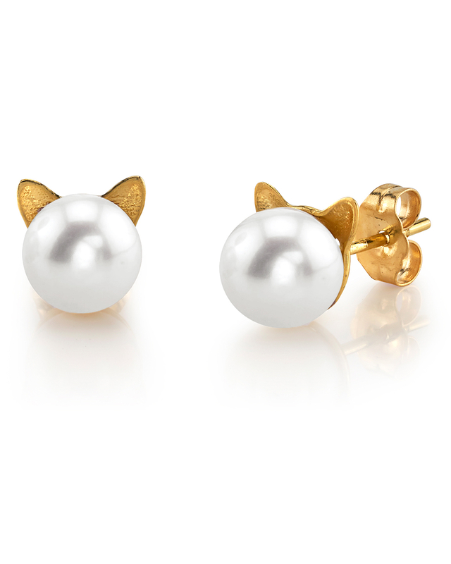Freshwater Pearl Cat Cathy Earrings - Third Image