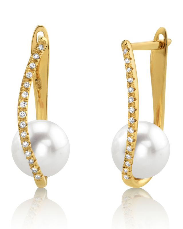 Freshwater Pearl & Diamond Eliza Earrings - Third Image