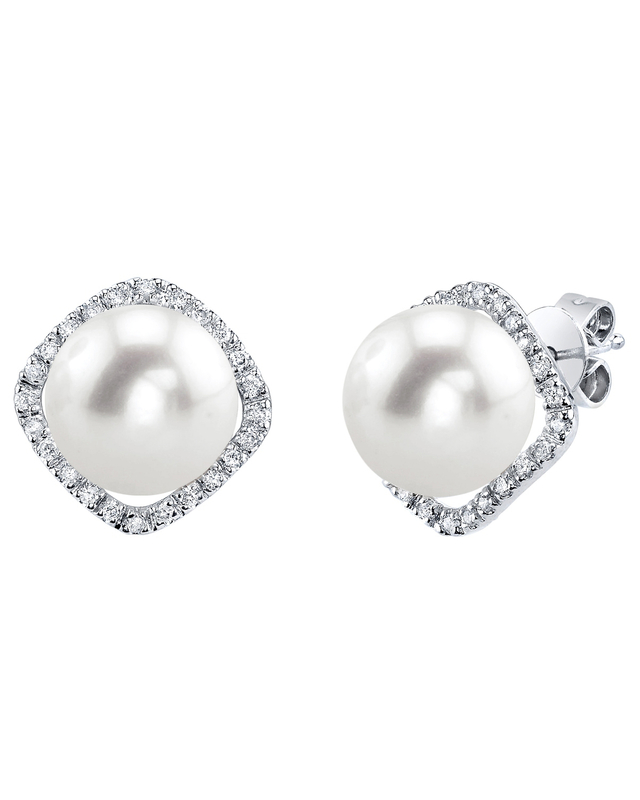 Freshwater Pearl & Diamond Ella Earrings