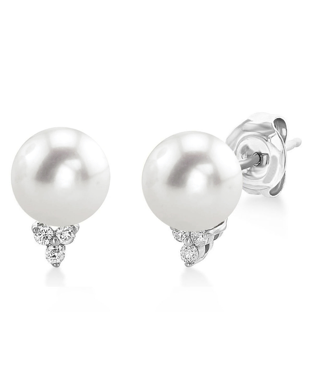 Freshwater Pearl & Diamond Grace Earrings