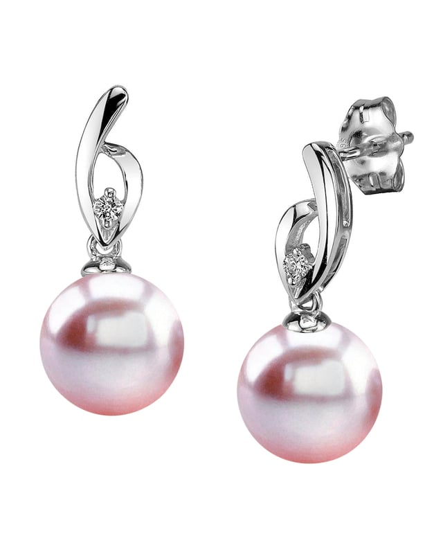 14K Gold Pink Freshwater Pearl & Diamond Lois Earrings