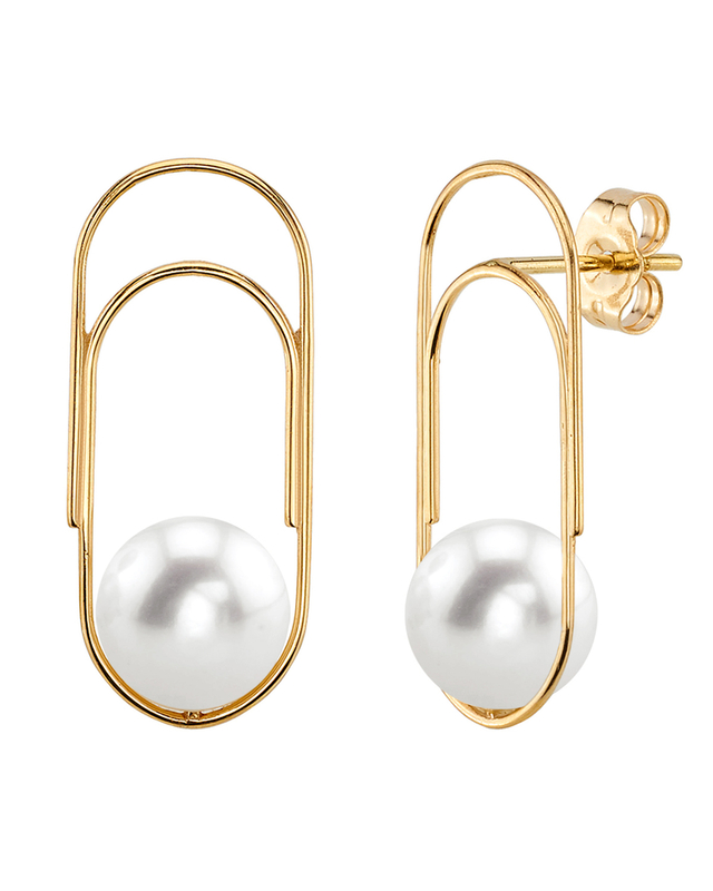 Freshwater Pearl Paperclip Sabrina Earrings - Third Image