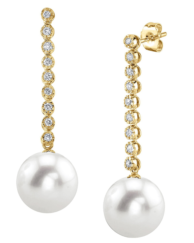 Freshwater Pearl & Diamond Serena Earrings - Third Image