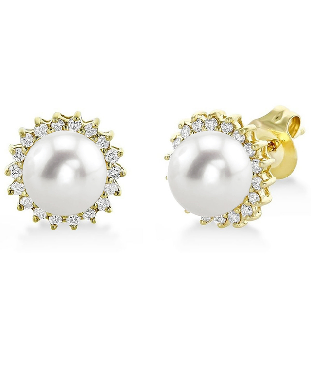 Freshwater Pearl & Diamond Tessie Earrings - Model Image