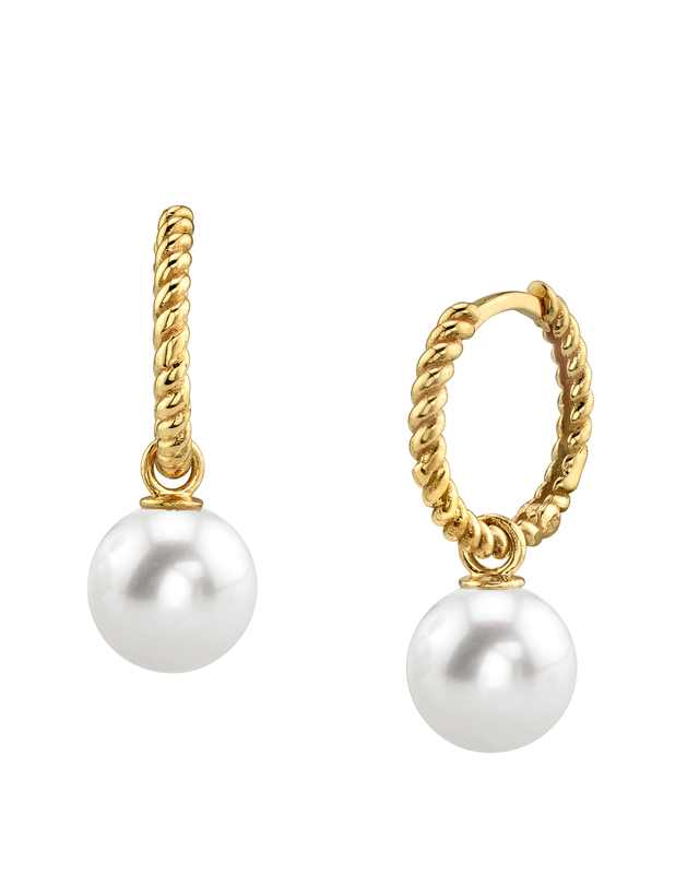 Freshwater Pearl Hoop Via Earrings - Third Image