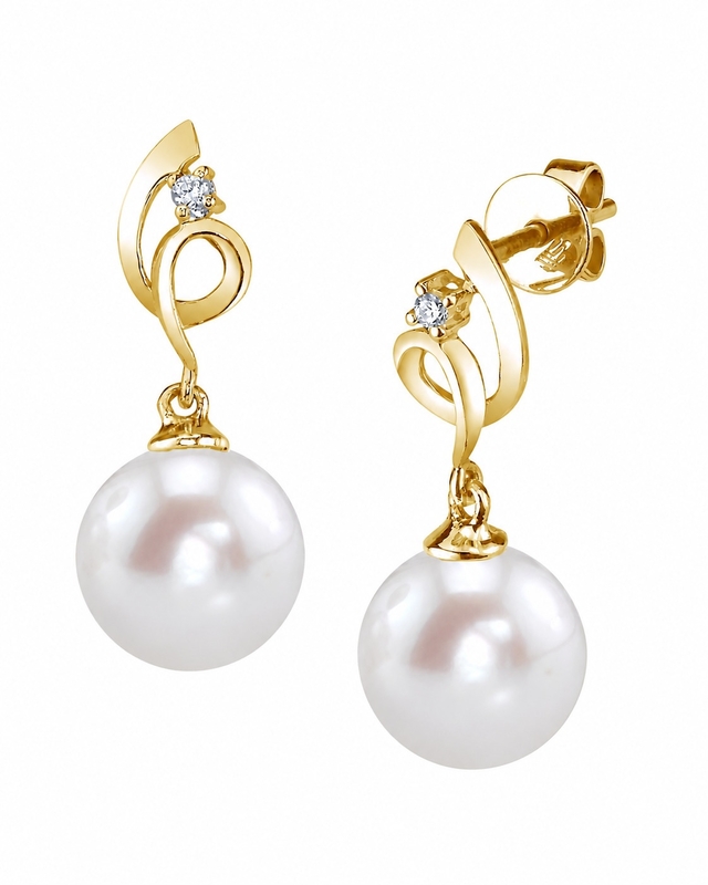 14K Gold Freshwater Pearl & Diamond Symphony Earrings