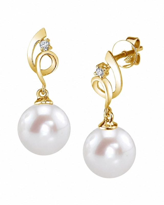 14K Gold Freshwater Pearl & Diamond Symphony Earrings