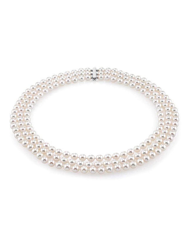 Triple Strand White Freshwater Pearl Necklace