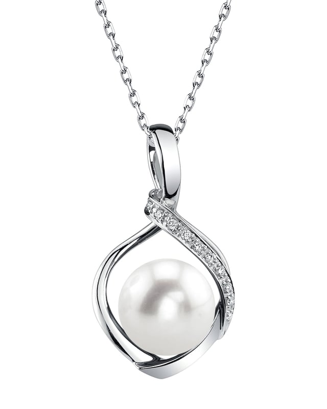 Freshwater Pearl & Diamond Alexis Pendant- Choose Your Color