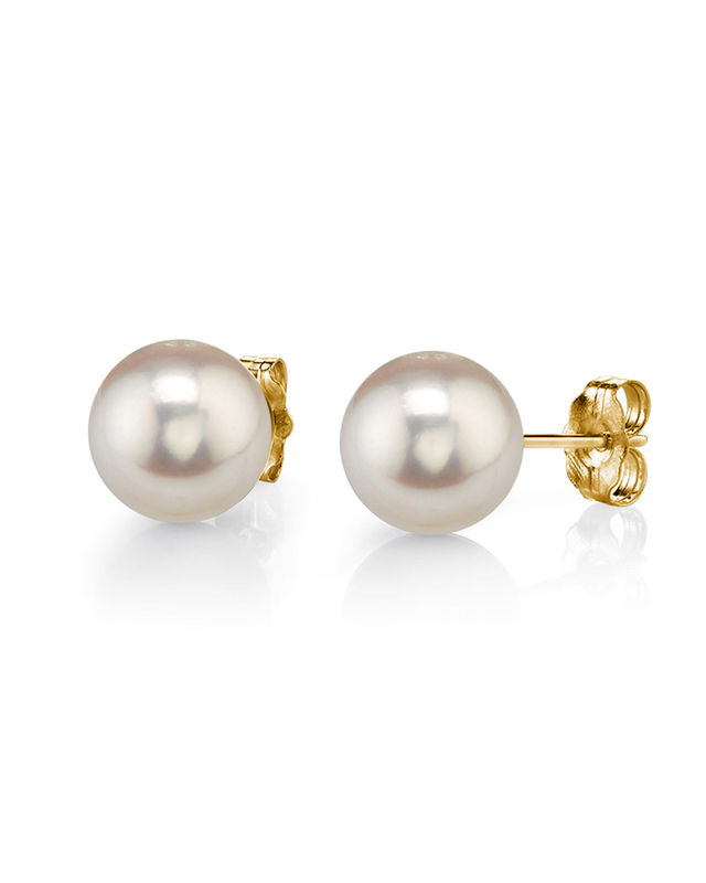 8mm White Freshwater Studs - Premiere Quality - Third Image