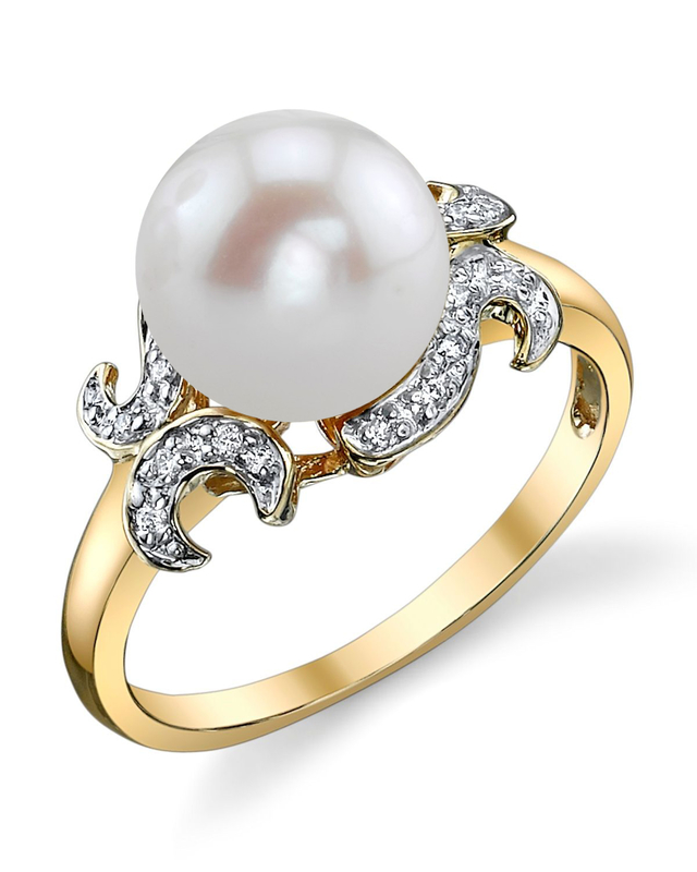 Freshwater Pearl & Diamond Crown Jewel Ring - Third Image