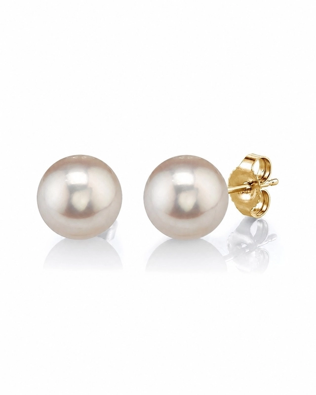 7mm White Freshwater Round Pearl Stud Earrings