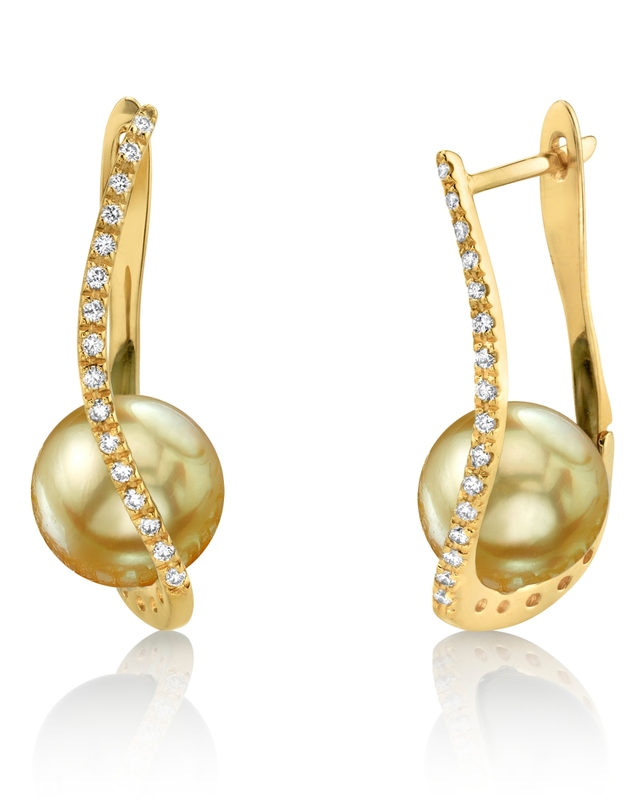 Golden South Sea Pearl & Diamond Eliza Earrings