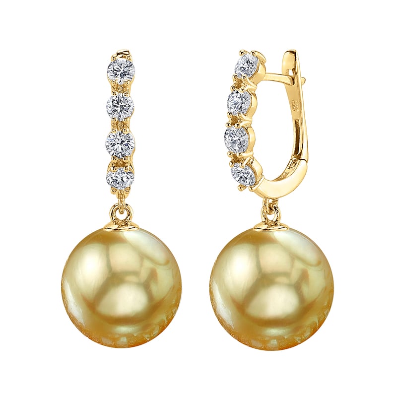 Golden South Sea Pearl & Diamond Belle Earrings
