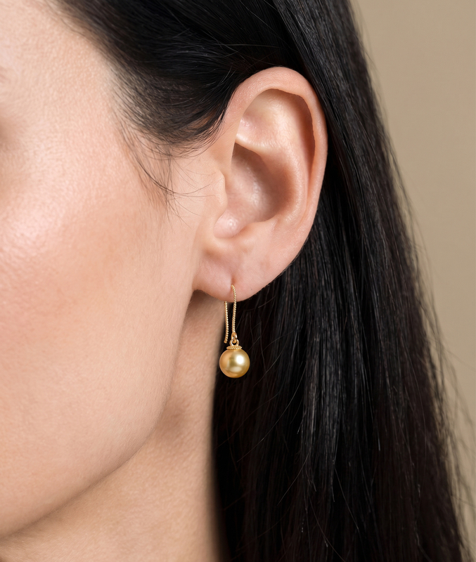 Golden South Sea Pearl Cindy Earrings - Secondary Image