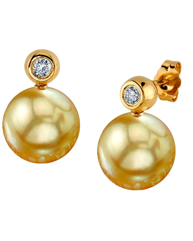 Golden South Sea Pearl & Diamond Dakota Earrings