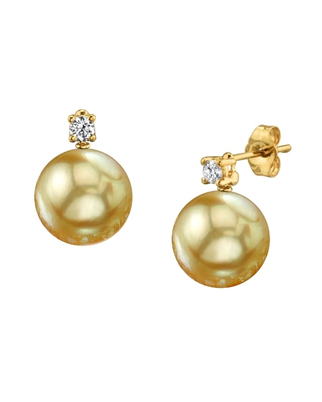 Golden South Sea Pearl & Diamond Ellie Earrings