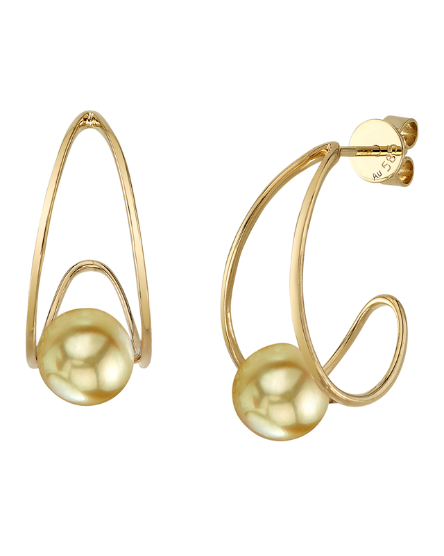 Golden South Sea Pearl Hoop Luna Earrings