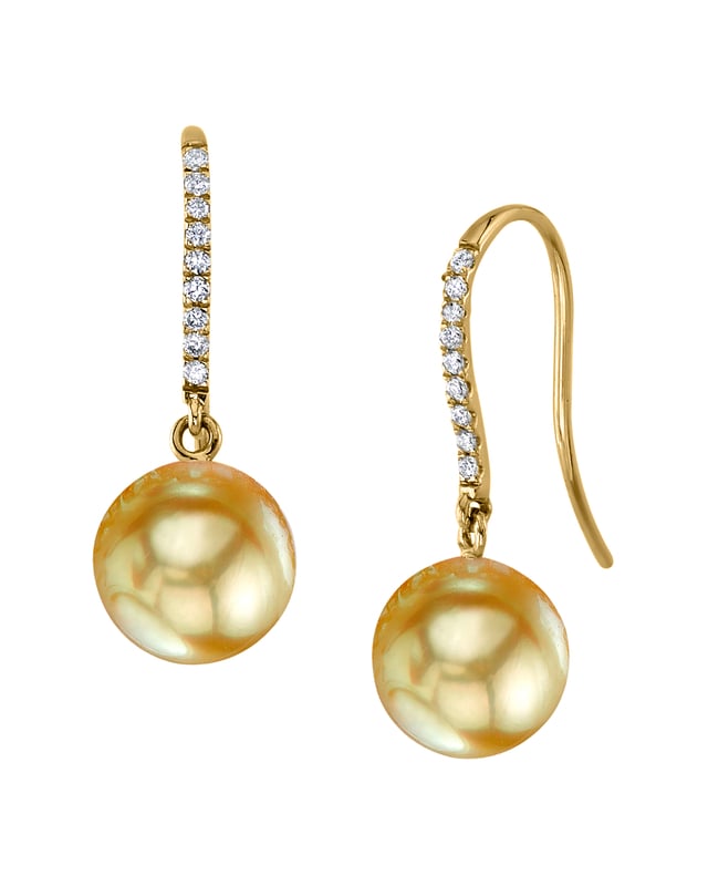 Golden South Sea Pearl Diamond Margot Earrings