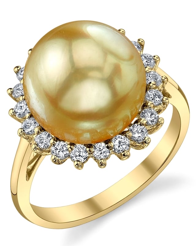 Golden Pearl & Diamond Sage Ring