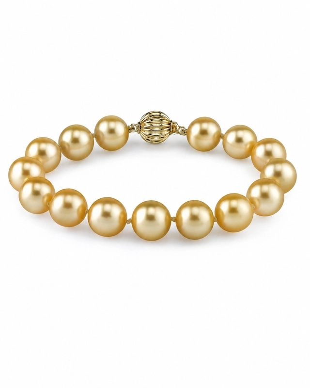 9-10mm Golden South Sea Pearl Bracelet