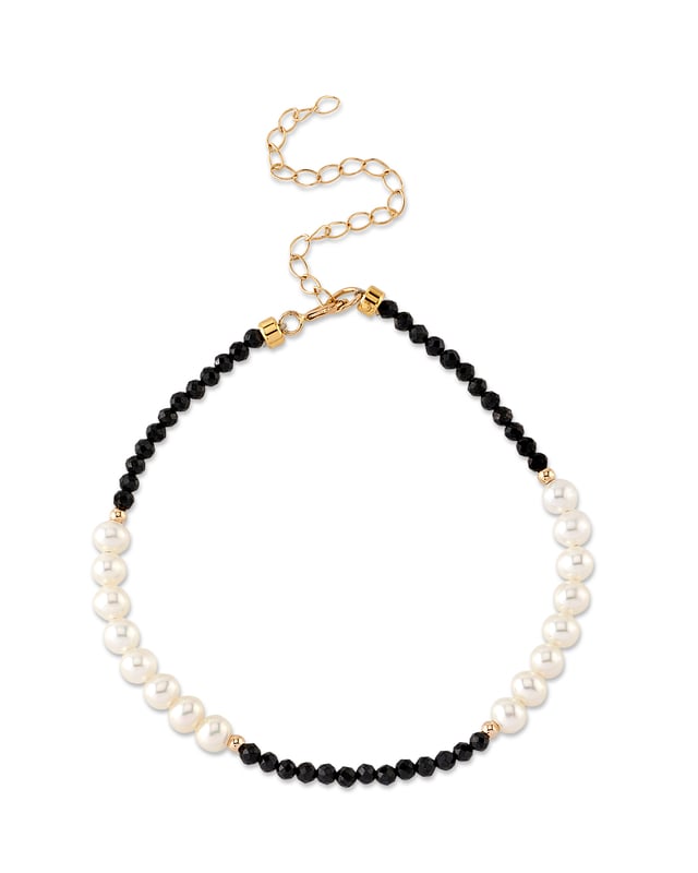 14K Gold Freshwater Pearl & Black Spinel Gwen Bracelet