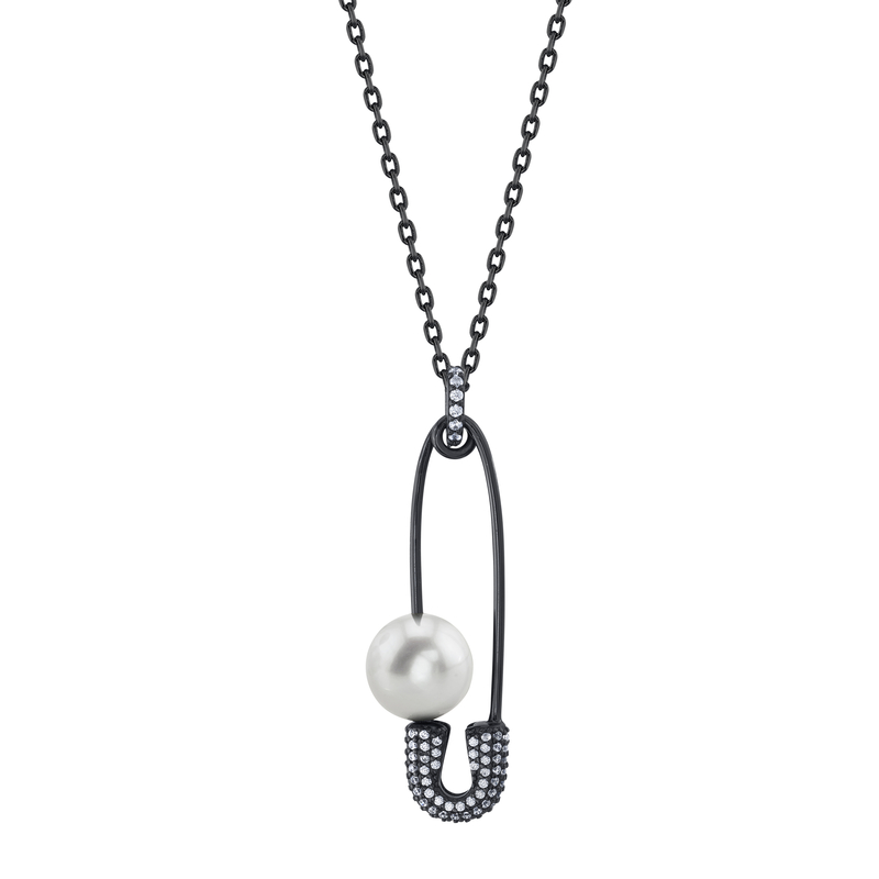 9mm White South Sea Pearl Safety Pin Hayden Pendant