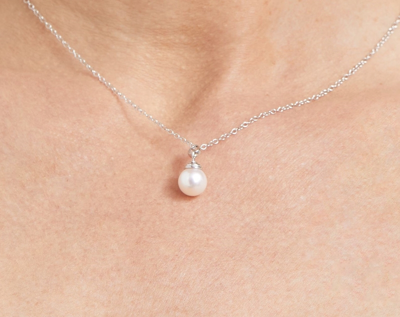 14K Gold Japanese Akoya Pearl Hope Pendant - Secondary Image