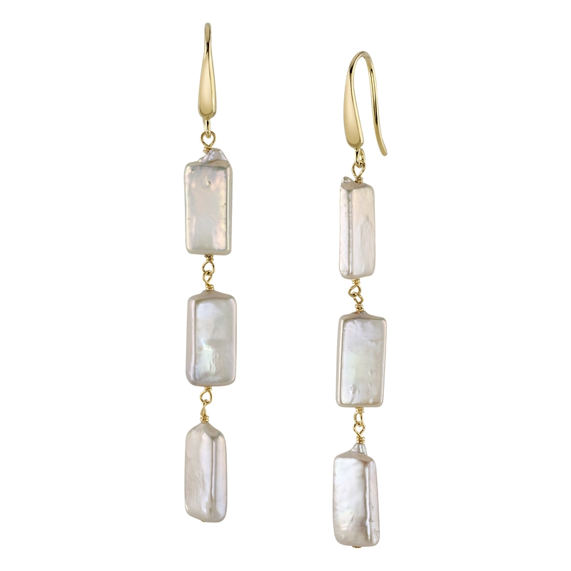 Triple White Freshwater Baroque Pearl Jaylene Earrings