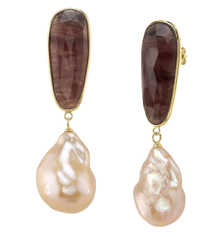 Peach Freshwater Baroque Pearl Katana Earrings
