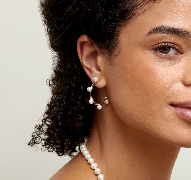 Cultured pearl on sale hoop earrings