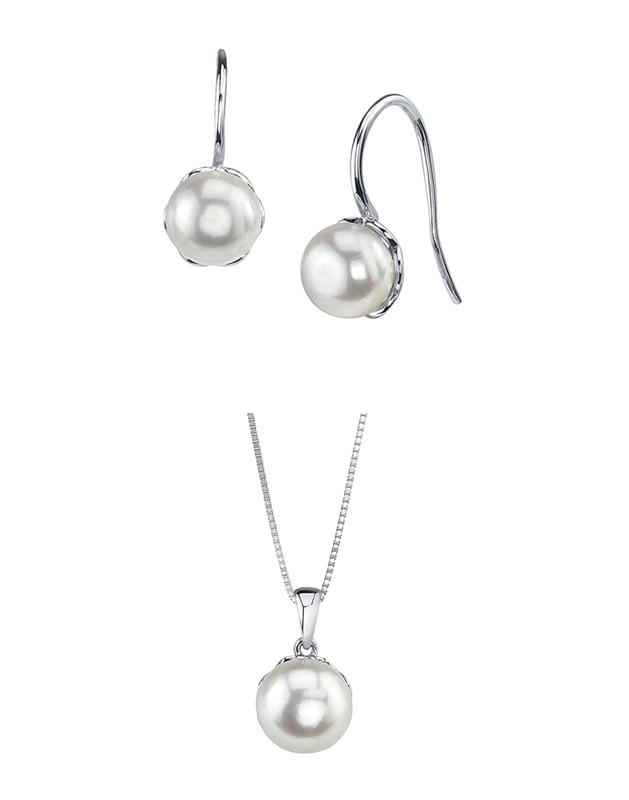 White Freshwater Pearl Linda Pendant & Earring Set