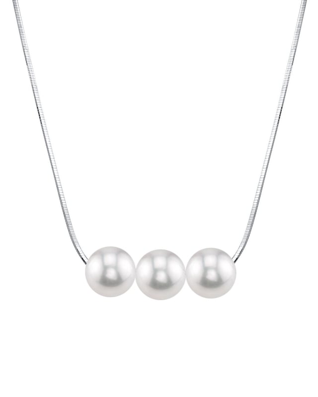 Pearl Moments - 8mm Freshwater Pearl Silver Adjustable Chain Necklace - Model Image
