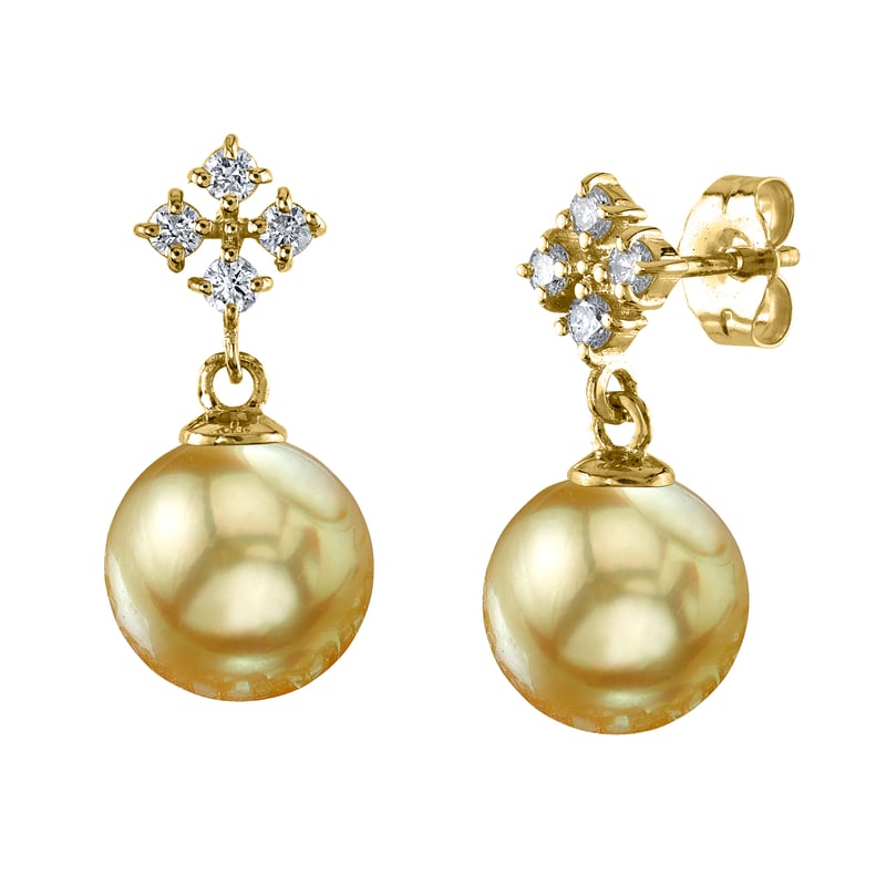 Golden Pearl & Diamond Millie Earrings