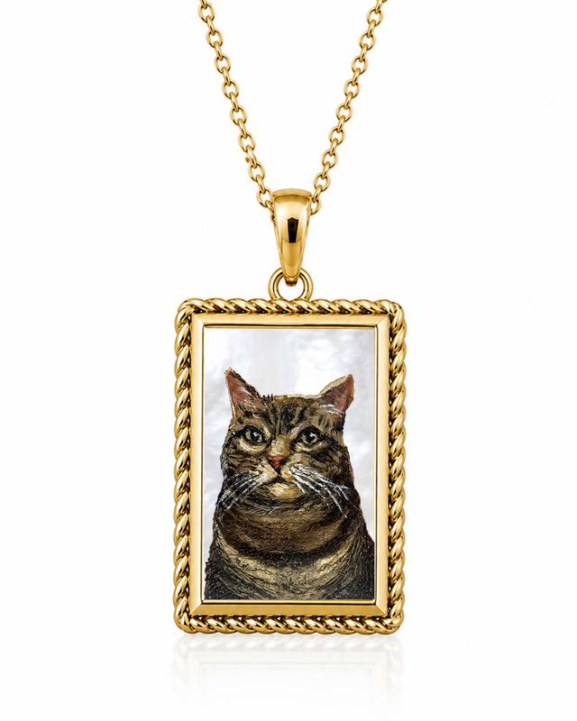 14K Gold Custom Mother of Pearl Rectangle Pendant