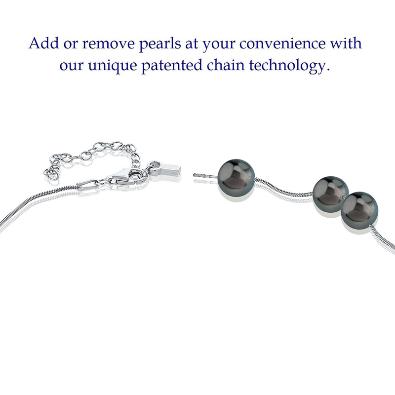 Pearl Moments - 10mm Tahitian South Sea Pearl Silver Adjustable Chain Necklace - Secondary Image