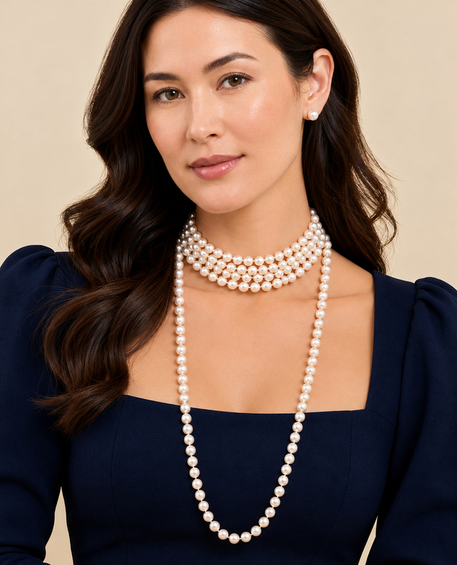 7.5-8.5mm Diana Quad 68" Length Freshwater Pearl Necklace - Secondary Image